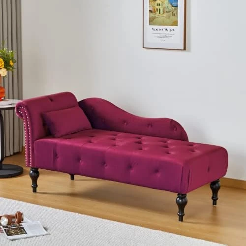 RARZOE Tufted Velvet Chaise Lounge Indoor With Storage, Upholstered Rolled Arm Chaise Lounges Indoor Chair, Right Arm Facing Chaise Lounge With Nailhead Trim For Living Room Bedroom Office,White 13 RARZOE Tufted Velvet Chaise Lounge Indoor With Storage, Upholstered Rolled Arm Chaise Lounges Indoor Chair, Right Arm Facing Chaise Lounge With Nailhead Trim For Living Room Bedroom Office,White - Image 11