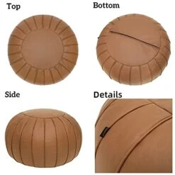 Thgonwid Handmade Foot Stool Ottoman Faux Suede Poufs 21.6" X 13" - Round Storage Floor Cushion Footstool For Living Room, Bedroom And Wedding, Unstuffed, Brown -Amazon Store 41ZgAINvTeL