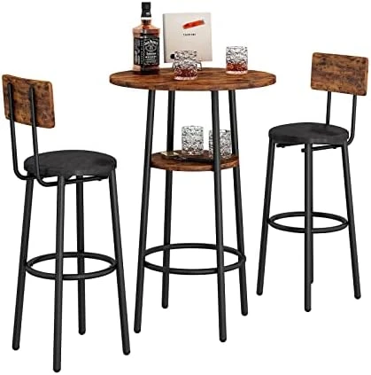 WIIS' IDEA 3-Piece Small Bar Dining Table Set For 2, Square Kitchen Table & 2 Barstools Chairs With PU Soft Seat And Backrest For Breakfast Nook, Small Space, Apartment, Grey 10 WIIS' IDEA 3-Piece Small Bar Dining Table Set For 2, Square Kitchen Table & 2 Barstools Chairs With PU Soft Seat And Backrest For Breakfast Nook, Small Space, Apartment, Grey - Image 8
