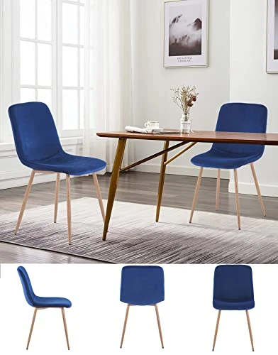 Springfavor Blue Velvet Dining Chairs Set Of 4 Kitchen & Dining Room Chairs With Sturdy Metal Legs Upholstered Mid Century Modern Dining Chairs For Living Room/Kitchen/Bedroom 7 Springfavor Blue Velvet Dining Chairs Set Of 4 Kitchen & Dining Room Chairs With Sturdy Metal Legs Upholstered Mid Century Modern Dining Chairs For Living Room/Kitchen/Bedroom - Image 5