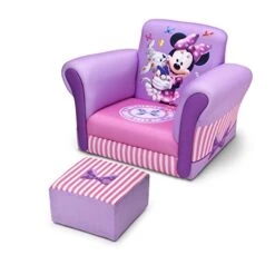 Delta Children Upholstered Chair With Ottoman, Disney Minnie Mouse -Amazon Store 41ZmF85XRjL