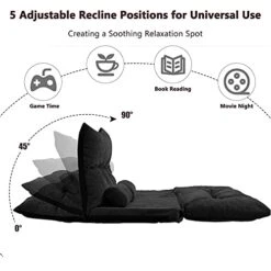 COPFASTOK Adjustable Folding Lazy Sofa Futon Bed With Two Pillows For Video Gaming, Reading And More