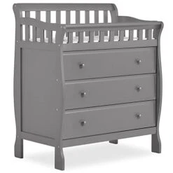 Dream On Me Marcus Changing Table And Dresser In Storm Grey, Features 3 Spacious Drawers, Non-Toxic Finishes, Comes With 1" Changing Pad, Made Of Solid Wood