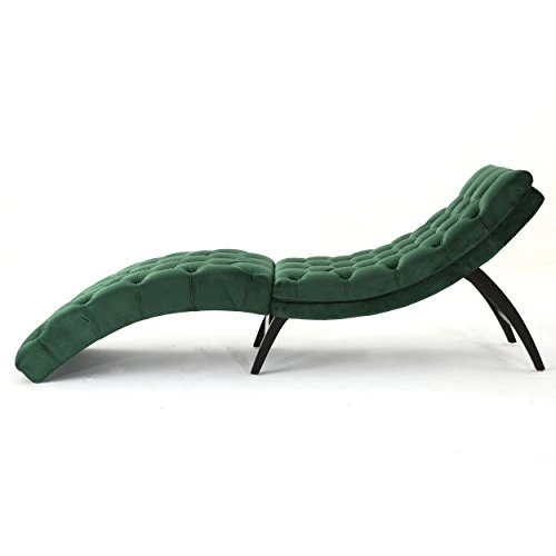 Christopher Knight Home Garret Tufted Velvet Chaise Lounge, Emerald / Dark Brown 3 Christopher Knight Home Garret Tufted Velvet Chaise Lounge, Emerald / Dark Brown