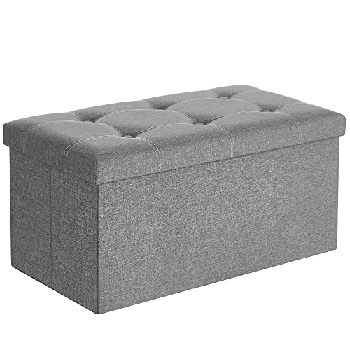 SONGMICS Ottoman Storage Bench, 21 Gal. Folding Chest With Breathable Linen-Look Fabric, Holds 660 Lb, For Entryway, Living Room, Bedroom, Light Gray ULSF001G02 3 SONGMICS Ottoman Storage Bench, 21 Gal. Folding Chest With Breathable Linen-Look Fabric, Holds 660 Lb, For Entryway, Living Room, Bedroom, Light Gray ULSF001G02