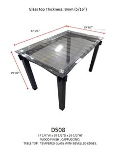 Kings Brand Furniture - Rectangle Wood With Glass Dining Kitchen Dinette Table, Cappuccino