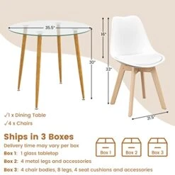 Giantex Dining Table Set For 4, Modern 5-Piece Dining Room Set W/ 1 Round Tempered Glass Table & 4 High Back Chairs, Space-Saving Dinette Set For Breakfast Nook, Kitchen, Living Room, Coffee Shop -Amazon Store 41a860TdzHL