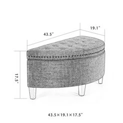 Joveco 43.5" Storage Bench- Velvet Half Moon Ottoman- Tufted Storage Ottoman With Rivet- Half Moon Storage Ottoman- Toy Chests & Storage Bench For Bedroom And Entryway (Gray) 19 Joveco 43.5" Storage Bench- Velvet Half Moon Ottoman- Tufted Storage Ottoman With Rivet- Half Moon Storage Ottoman- Toy Chests & Storage Bench For Bedroom And Entryway (Gray) -Amazon Store 41aAAfAt4WL