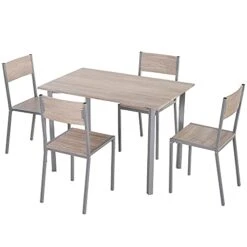 HOMCOM 5 Piece Dining Table Set For 4, Rectangular Kitchen Table And Chairs For Breakfast Nook, Small Space, Apartment, Dinette, Space Saving