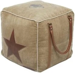 Deco 79 Canvas Square Pouf With Leather Handles, 21" X 21" X 17", Gray 19 Deco 79 Canvas Square Pouf With Leather Handles, 21" X 21" X 17", Gray -Amazon Store 41aBpglOyL. AC