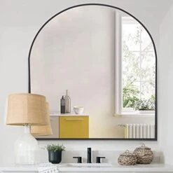 COFENY Arched Mirror, 31"x33" Black Bathroom Mirror With Metal Frame, Wall Mounted Mirrors Decor Modern Dresser Mirror For Bedroom Living Room Entryway -Amazon Store 41aEmoF6ZzL. AC