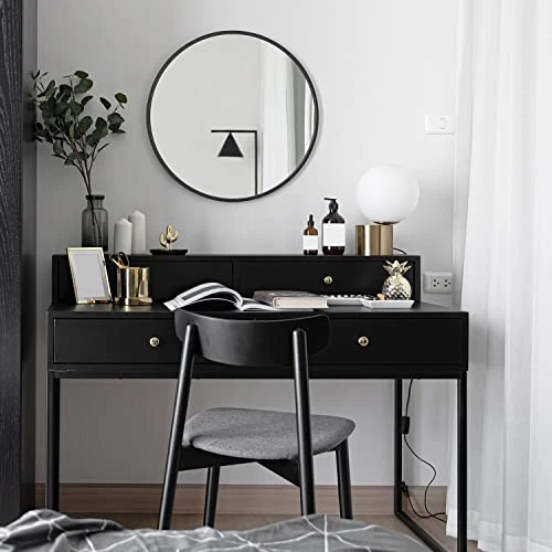 Mazatzal 32IN Wall Mirror Large Round Mirror Brushed Aluminum Framed Big Circle Mirror Black Bathroom Mirror Wall Décor For Living Room Bedroom Entryways 6 Mazatzal 32IN Wall Mirror Large Round Mirror Brushed Aluminum Framed Big Circle Mirror Black Bathroom Mirror Wall Décor For Living Room Bedroom Entryways - Image 4