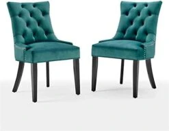 Modway Regent Tufted Performance Velvet Dining Side Chairs - Set Of 2, Teal -Amazon Store 41aObK TREL. AC