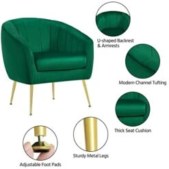 Yaheetech Accent Chair, Modern And Cozy Barrel Chair With Gold Metal Legs, Tufted Accent Armchair For Living Room/Bedroom/Office/Guest Room Green, Set Of 2 16 Yaheetech Accent Chair, Modern And Cozy Barrel Chair With Gold Metal Legs, Tufted Accent Armchair For Living Room/Bedroom/Office/Guest Room Green, Set Of 2 -Amazon Store 41aWObOykwL