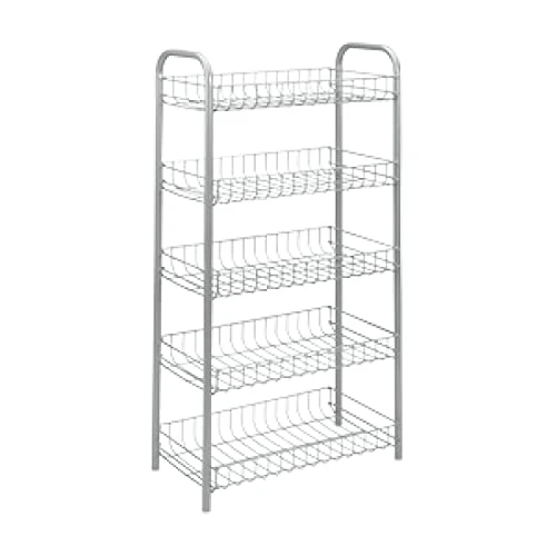 Metaltex 41 X 23 X 86 Cm Monaco Multi-Purpose Storage Rack With 5 Levels, Silver 3 Metaltex 41 X 23 X 86 Cm Monaco Multi-Purpose Storage Rack With 5 Levels, Silver