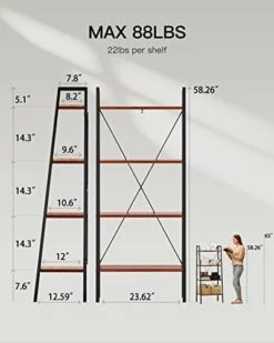 Pipishell Industrial Ladder Shelf, 4-Tier Bookshelf, Free Standing Bookcase Storage Rack Shelves Plant Flower Stand With Wood Look For Living Room, Bedroom, Kitchen, Bathroom, Home Office, Balcony 12 Pipishell Industrial Ladder Shelf, 4-Tier Bookshelf, Free Standing Bookcase Storage Rack Shelves Plant Flower Stand With Wood Look For Living Room, Bedroom, Kitchen, Bathroom, Home Office, Balcony -Amazon Store 41aXSkSr0rL