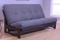 Futon Mattress And Frame Aspen Reclaimed Mocha Finish And Grey Microfiber Fabric