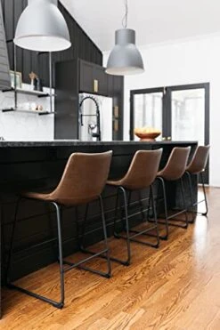 Signature Design By Ashley Centiar 24" Counter Height Modern Bucket Barstool Set Of 2,Faux Leather, Brown -Amazon Store 41ajIh6cVeL