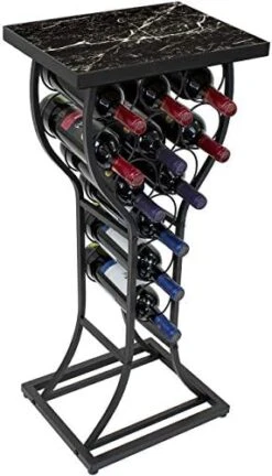 Sorbus Marble Wine Rack Console Table - Freestanding Wine Storage Organizer Display Rack For Small Spaces, Holds 11 Bottles, Metal With Faux Marble Finish (Marble Wine Rack - White) -Amazon Store 41aqdPLuJCL. AC