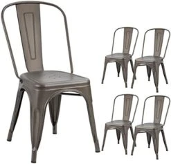 Devoko Metal Indoor-Outdoor Chairs Distressed Style Kitchen Dining Chairs Stackable Side Chairs With Back Set Of 4 (Gun) 22 Devoko Metal Indoor-Outdoor Chairs Distressed Style Kitchen Dining Chairs Stackable Side Chairs With Back Set Of 4 (Gun) -Amazon Store 41auP4KBKAL. AC