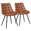 Yaheetech 2pcs Dining Chairs Upholstered PU Leather Chairs Tufted Side Chairs With Soft Padded And Metal Legs For Kitchen, Leisure, Brown -Amazon Store 41ayPqp0JNL