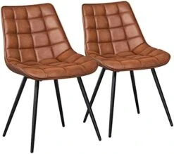 Yaheetech 2pcs Dining Chairs Upholstered PU Leather Chairs Tufted Side Chairs With Soft Padded And Metal Legs For Kitchen, Leisure, Brown -Amazon Store 41ayPqp0JNL. AC