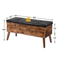 HOOBRO Storage Bench With Storage,End Of Bed Bench, Entryway Bench With Leather Seat, Flip Top Storage Chest, Bed End Stool In Hallway Living Room Bedroom, Supports 220 Lb, Rustic Brown BF97CW01G2 -Amazon Store 41b2wLHJ64L