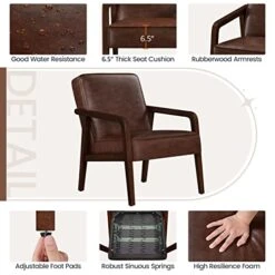 Yaheetech PU Leather Accent Chair, Mid-Century Modern Barrel Chair With Wooden Frame And Soft Thick Padded For Living Room Bedroom Home Office, Set Of 2, Dark Brown 17 Yaheetech PU Leather Accent Chair, Mid-Century Modern Barrel Chair With Wooden Frame And Soft Thick Padded For Living Room Bedroom Home Office, Set Of 2, Dark Brown -Amazon Store 41b367Ei52L