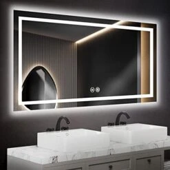 IOWVOE 60 X 36 Inch LED Mirror Backlit Bathroom Large Wall Mounted Vanity Makeup Mirror Dimmable Anti-Fog Lighted Mirror CRI 90 Adjustable Brightness 25 IOWVOE 60 X 36 Inch LED Mirror Backlit Bathroom Large Wall Mounted Vanity Makeup Mirror Dimmable Anti-Fog Lighted Mirror CRI 90 Adjustable Brightness -Amazon Store 41b8cSmCItL. AC