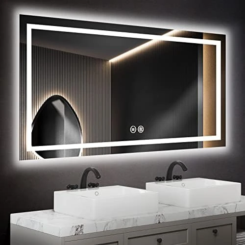 IOWVOE 60 X 36 Inch LED Mirror Backlit Bathroom Large Wall Mounted Vanity Makeup Mirror Dimmable Anti-Fog Lighted Mirror CRI 90 Adjustable Brightness 11 IOWVOE 60 X 36 Inch LED Mirror Backlit Bathroom Large Wall Mounted Vanity Makeup Mirror Dimmable Anti-Fog Lighted Mirror CRI 90 Adjustable Brightness - Image 9