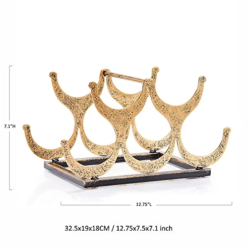 Aayla Wine Holder Rack - Metal Gold Tabletop Wine Bottle Holders, Holds 5 Wine Bottles, Assembly Required, For Wine Lovers To Store The Wine Collection 5 Aayla Wine Holder Rack - Metal Gold Tabletop Wine Bottle Holders, Holds 5 Wine Bottles, Assembly Required, For Wine Lovers To Store The Wine Collection - Image 3