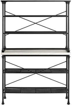 Crosley Furniture KF13030MB Madeleine 2-Piece Baker's Rack With Hutch Steel With Faux Marble Top -Amazon Store 41bBBsMVJLL