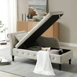 Velvet Chaise Lounge Indoor Chair With Pillow, Button Tufted Right Arm Facing Lounge Chair Bed With Nailhead Trim And Turned Legs, Modern Sleeper Sofa Couch For Living Room Bedroom Office (Rose) -Amazon Store 41bKt3m0gL. AC