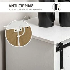 HOMCOM Farmhouse Sideboard Buffet Cabinet, Kitchen Cabinet Coffee Bar Cabinet With Sliding Barn Door And 3 Storage Drawers For Living Room, White -Amazon Store 41bLR0qWK3L