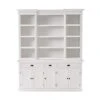 NovaSolo Furniture Halifax Mahogany Wood Kitchen Hutch Cabinet With 5 Doors 3 Drawers In White