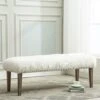 White Faux Fur Ottoman Bench Upholstered Bench For Bedroom/Living Room/Entryway Decorative Accent Bench With Wood Legs -Amazon Store 41bWucVlYYL