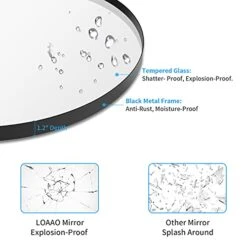 LOAAO Black Round Mirror For Wall, 30 Inch Round Bathroom Mirror, Black Circle Mirror With Matte Black Metal Frame, Circular Mirror Farmhouse, Round Wall Mirror, Tempered Glass -Amazon Store 41be8WiywLL