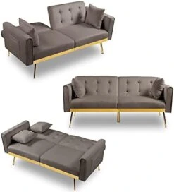 HOMYEDAMIC Velvet Convertible Futon Sofa Bed Memory Foam Futon Couch Sleeper Sofa, Foldable Loveseat Furniture For Compact Small Space, Dorm, Living Room Apartment -Amazon Store 41bfShQce1L. AC