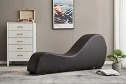 Kingway Yoga, Stretching, Relaxation Modern Faux Leather Living Room Curved Chaise Lounge, Regular, Black -Amazon Store 41biS6LhwL. AC
