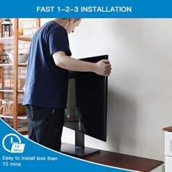 PERLESMITH Universal Swivel TV Stand - Table Top TV Stand For 26-55 Inch LCD LED TVs - Height Adjustable TV Mount Stand With Tempered Glass Base, VESA 400x400mm, Holds Up To 88lbs PSTVS12 -Amazon Store 41br7rjJfvL