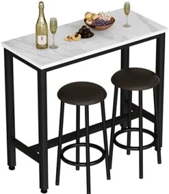 AWQM Marble Dining Table Set For 4, Rectangular Faux Marble Table And 4 PU Leather Chairs, 5 Pieces Kitchen Table Set,Ideal For Living Room, Dining Room,Breakfast Nook, White&Black -Amazon Store 41bxPQvg5bL. AC