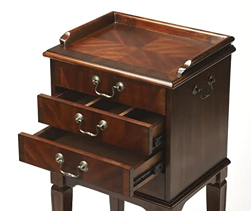 Butler Hardwick 4-Drawer Cherry Silver Chest, Wood End Table For Bedroom, Living Room, Hallway, 14" D X 18" W X 36" H 5 Butler Hardwick 4-Drawer Cherry Silver Chest, Wood End Table For Bedroom, Living Room, Hallway, 14" D X 18" W X 36" H - Image 3