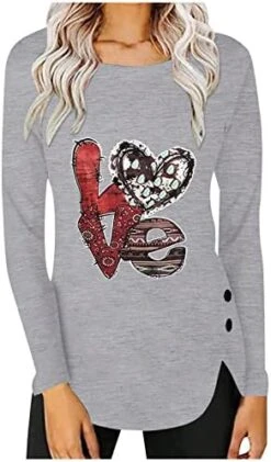 Long Sleeve Shirts For Women,Scoop Neck Fashion Letter Print Pullover Solid Color Basic Tops Slim Fit Tunic Tops -Amazon Store 41c0RlshXkL. AC