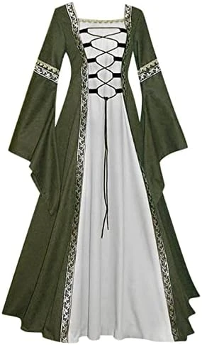 JEGULV Womens Irish Faire Renaissance Dress Pirate Costume 18th Medieval Dress Chemise Peasant Dress Halloween Gown Dresses 12 JEGULV Womens Irish Faire Renaissance Dress Pirate Costume 18th Medieval Dress Chemise Peasant Dress Halloween Gown Dresses - Image 10