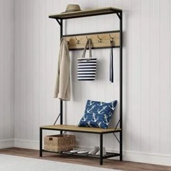 Lavish Home Entryway Coat Rack-Metal Hall Tree-Storage Bench, 9 Hooks, 2 Shelves For Shoes & Hanging Rod-Rustic Farmhouse Design Mudroom Organizer, 73", Brown 16 Lavish Home Entryway Coat Rack-Metal Hall Tree-Storage Bench, 9 Hooks, 2 Shelves For Shoes & Hanging Rod-Rustic Farmhouse Design Mudroom Organizer, 73", Brown -Amazon Store 41c6QT64lWL. AC