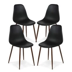 Poly And Bark Landon Sculpted Dining Chair In Black (Set Of 4)