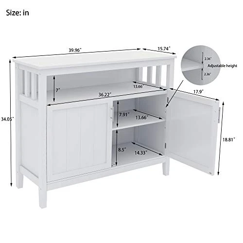 Contemporary Sideboard Buffet Storage Cabinet Sideboard With Adjustable Shelf, White 3 Contemporary Sideboard Buffet Storage Cabinet Sideboard With Adjustable Shelf, White