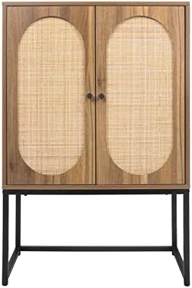 ZeHuoGe Natural Rattan Sideboard Buffet Storage Accent Cabinet With 2 Magnetic Door, Sideboard Buffet Cupboard Accent Cabinet, Built-in Adjustable Shelf Iron Bracket US Delivery (High Leg Rattan) 11 ZeHuoGe Natural Rattan Sideboard Buffet Storage Accent Cabinet With 2 Magnetic Door, Sideboard Buffet Cupboard Accent Cabinet, Built-in Adjustable Shelf Iron Bracket US Delivery (High Leg Rattan) - Image 9