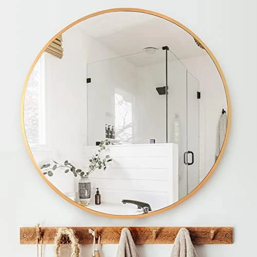 Mazatzal 32IN Wall Mirror Large Round Mirror Brushed Aluminum Framed Big Circle Mirror Black Bathroom Mirror Wall Décor For Living Room Bedroom Entryways 12 Mazatzal 32IN Wall Mirror Large Round Mirror Brushed Aluminum Framed Big Circle Mirror Black Bathroom Mirror Wall Décor For Living Room Bedroom Entryways - Image 10
