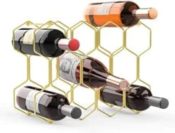 Buruis Countertop Wine Rack - 14 Bottle Wine Holder For Red White Wine Storage - Freestanding Metal Wine Rack - Small Tabletop Wine Rack - 3 Tier Modern Wine Bottle Holder (Gold) -Amazon Store 41cGkXRGuL. AC